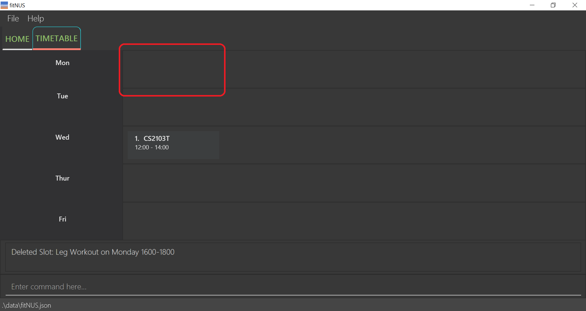 Timetable Delete Slot After