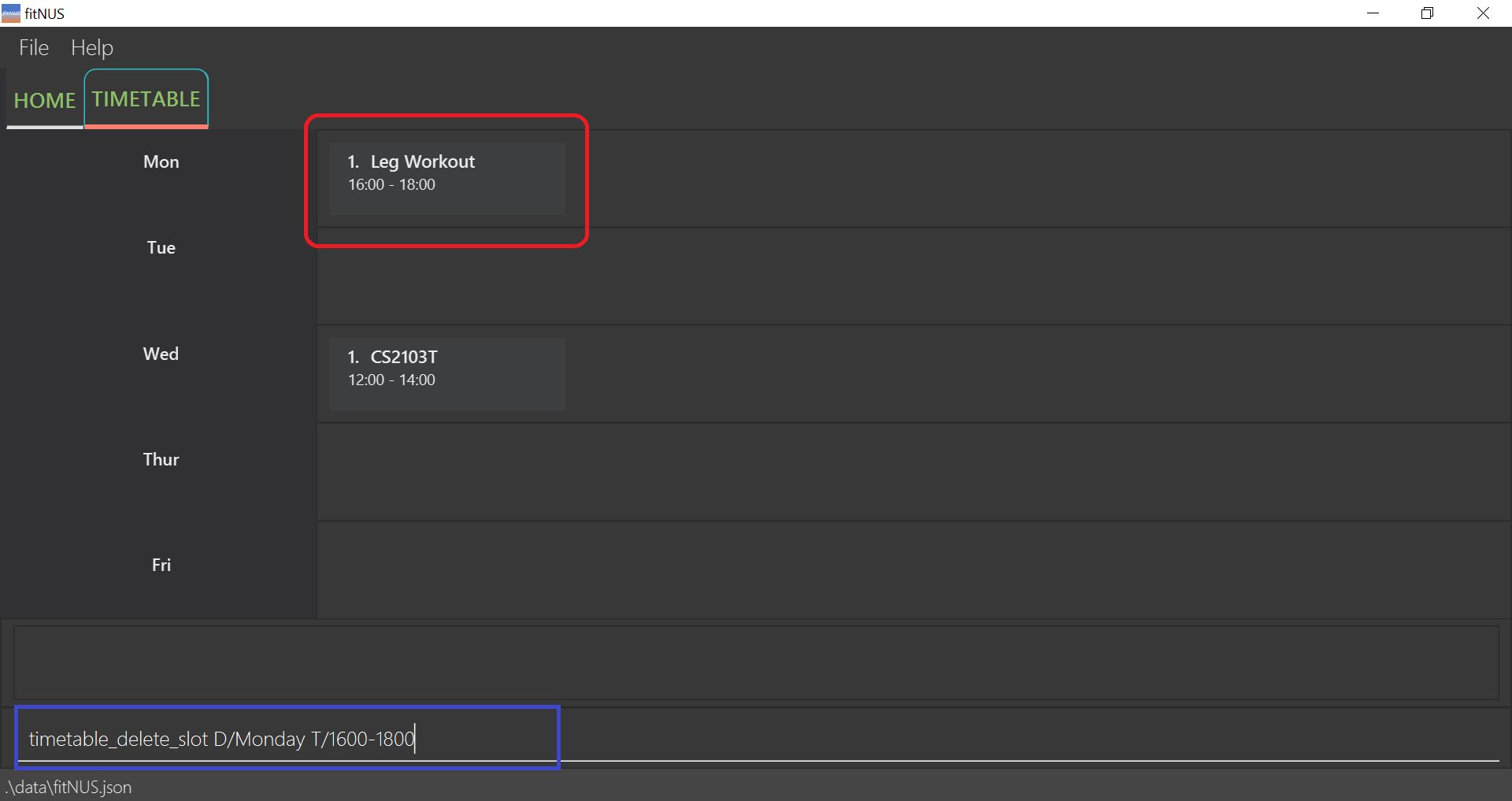 Timetable Delete Slot Before